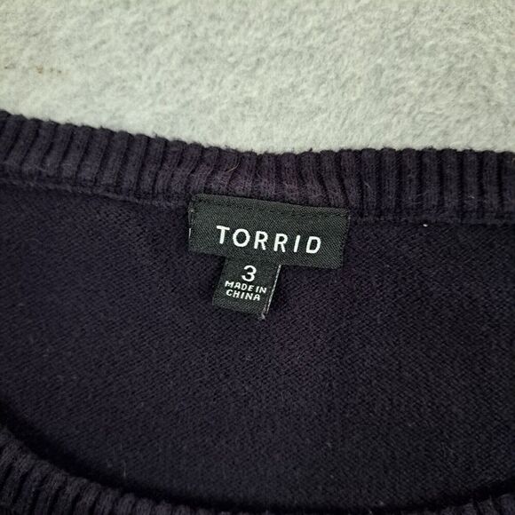 Torrid Sweater Womens 3 Long Sleeve Black Embroidered Heart Rose Lips Bird - Picture 8 of 11
